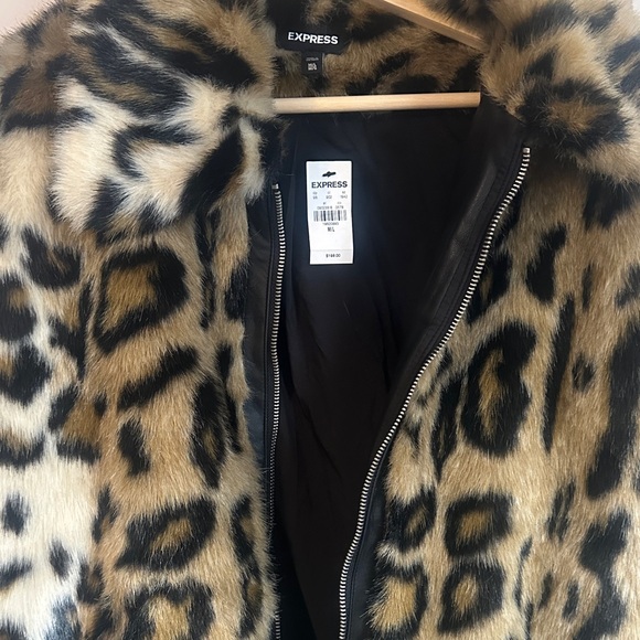 Express Leopard Print Faux Fur Coat - Picture 3 of 3